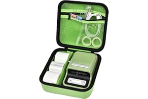 ALKOO Case Compatible with NIIMBOT B21 / B1 Label Maker Wireless Thermal Label Printer, Holder for Inkless Label Maker & Labeling Tapes Refills, with Mesh Pocket for Cable Accessories (Green)