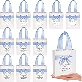 50 Pcs Wedding Gift Bags Bulk with Bow Ribbon Handles 6.2x7.2x2.5 Inch Wedding Favor Bag Thank You Gift Bags Bridesmaid Bags for Valentine Bridal Shower Baby Shower Birthday Supplies(Dusty Blue)