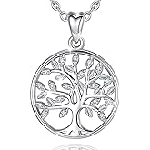 AEONSLOVE Tree of Life Necklace 925 Sterling Silver, Family Tree of Life Pendants Jewelry Gifts for Women Wife Mother, 18 Inch Chain