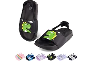 Toddler Boys Girls Slides Sandals with Elastic Strap Non-Slip Flip Flop Lightweight Little Kids Shower Slippers Beach Pool Sh