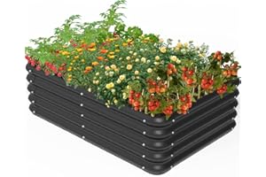 Tigerden Outside Raised Garden Bed Kit for Vegetables, Herbs, Flowers, and Fruits, 3.0x1.8x1.0ft Planters Box for Outdoor Plants, Black