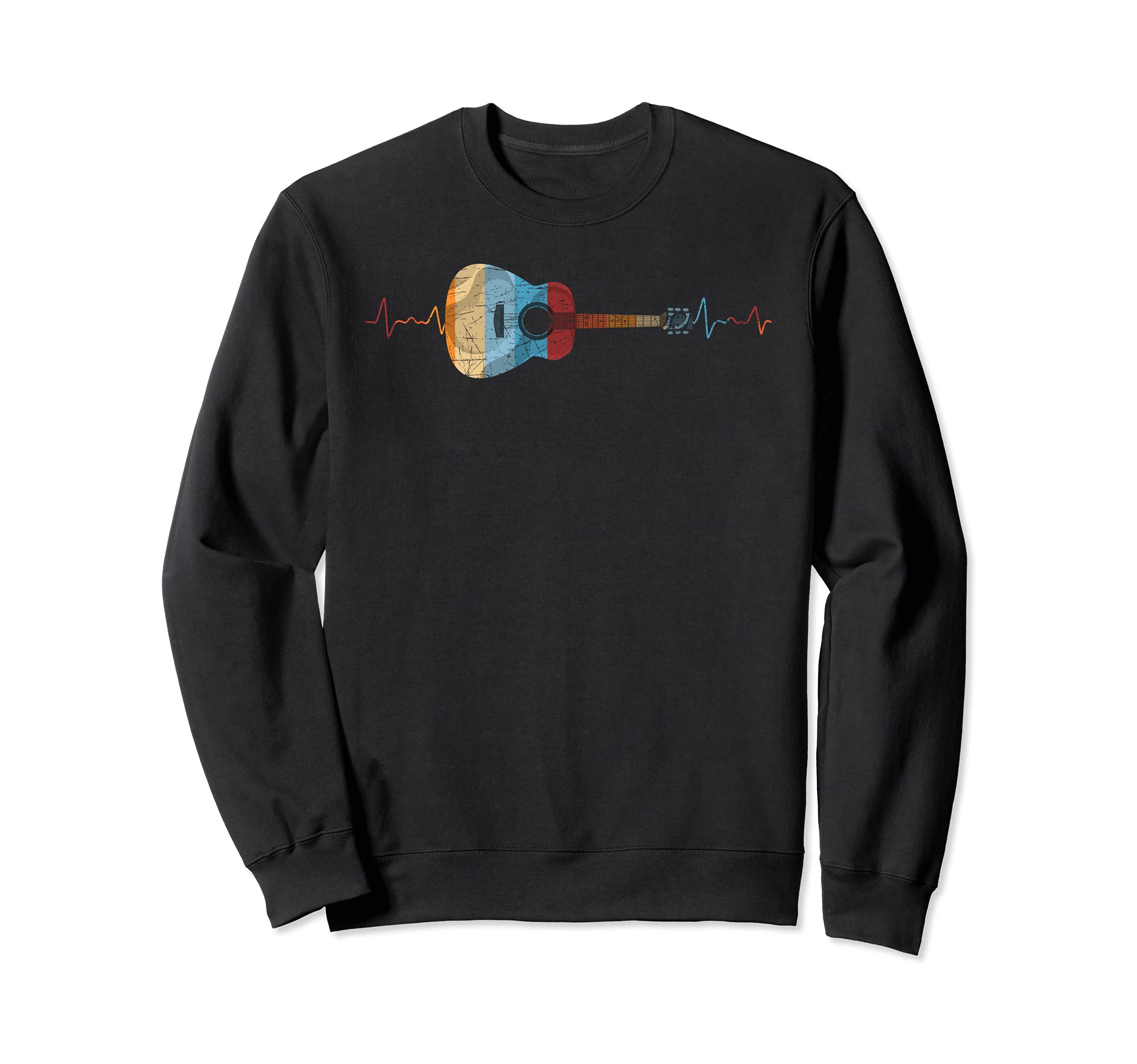 Guitar Player Guitarist Heartbeat Retro Acoustic Guitar Sweatshirt