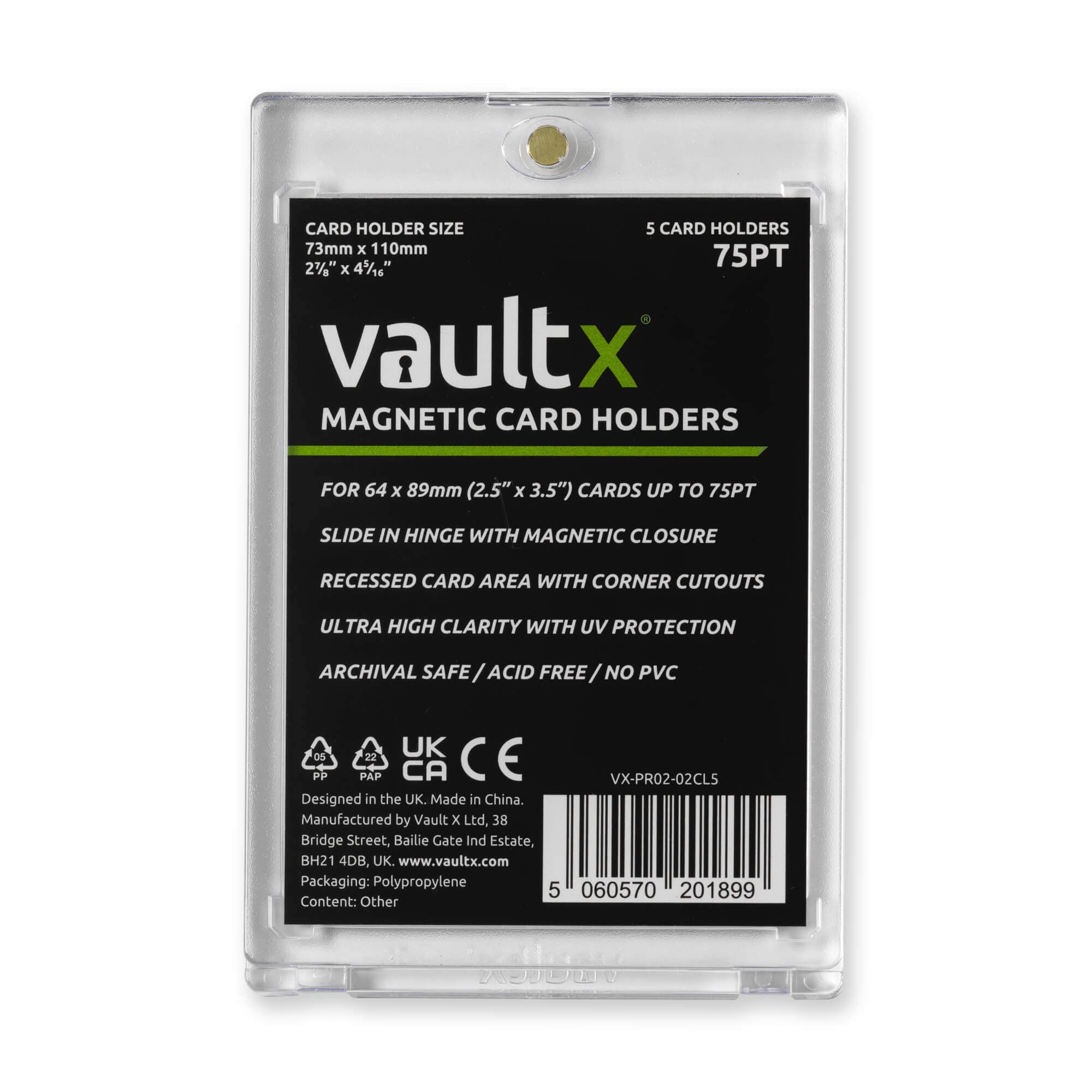 Vault X Magnetic Card Holders 75pt for Trading Cards, One Touch Hard Cases with UV Protection, Clear Display for Collectible Card Games, Sports, TCG (5 Pack) — image 1