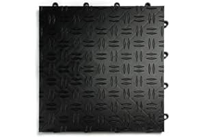 Big Floors GarageTrac Diamond, Interlocking Non-Slip Garage Flooring Tile, Durable, Modular, Heavy-Duty Copolymer, Easy Install (Black, 48 Pack of 12 x 12" Tiles)
