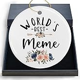 DIENADFX Meme Ceramic Christmas Ornaments, Best Grandma Gifts for Mother's Day from Grandkids, World's Best Meme Christmas Tree Decorations Ornaments for Grandmother, Grandma Gifts Hanging Decor