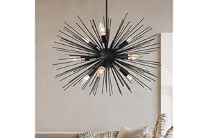 ZIRALIO Black Sputnik Chandelier Modern 9-Light Dining Room Chandelier Light Fixture for Living Room, Bedroom, Foyer, Kitchen, 24in 13LB Solid Metal
