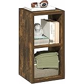 Furinno Cubicle 2-Cube Book Shelf, Extra Thick Frame Bookshelf, Amber Pine | 14.6" x 16" x 30", Horizontally &amp; Vertically Reversible Bookcase with Open Back, for Living Room, Bedroom, Home Office