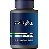 ProHealth, Ca AKG Supplement (Alpha Ketoglutarate) (1,000 mg per 2 Capsule Serving, 60 Capsules). Supports Metabolic Function and Healthy Aging Processes.
