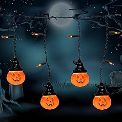 Konictom Halloween Hooded Pumpkin Curtain Lights