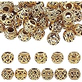 AHANDMAKER 44Pcs Gold Tibetan Spacer Beads Hollow Filigree Metal Loose Beads 11 Styles Hollow Beads for Bracelet Charms Jewelry Making Christmas DIY Crafts Boho Decor 4.5mm Hole