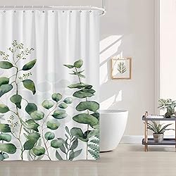 AWERT Small Half Size Stall Shower Curtain with 6