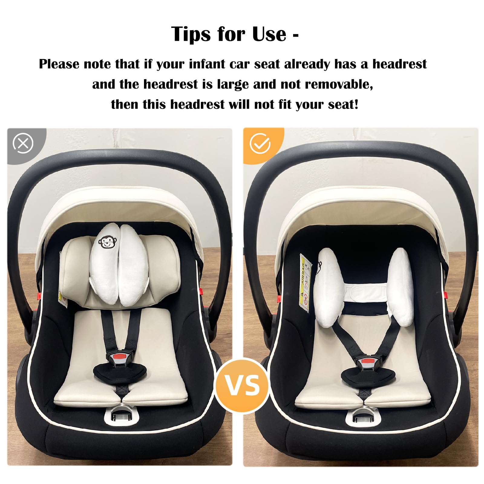 Adjustable Travel Pillow for Infant, Portable Head Support for Car Seats for Newborn, Head Support Pillow for Baby, Headrest Pillows for Cars, Rest Baby's Head Comfortably
