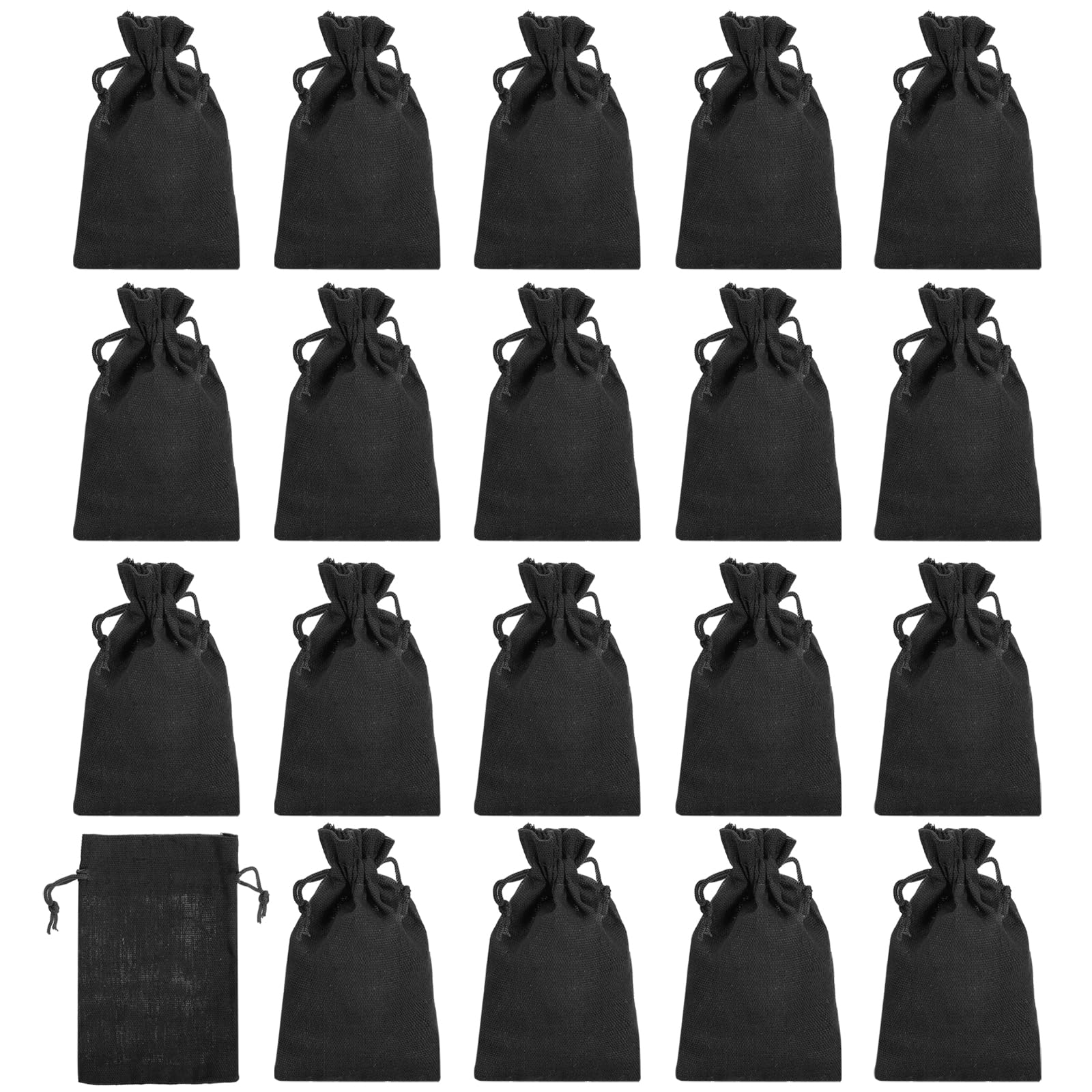 PATIKIL 6"x4" Coin Money Sacks Bag, 20 Pack Bank Deposit Change Transit Bags Cash Bag with Drawstring Currency Bags Gift Bag Style 4, Black