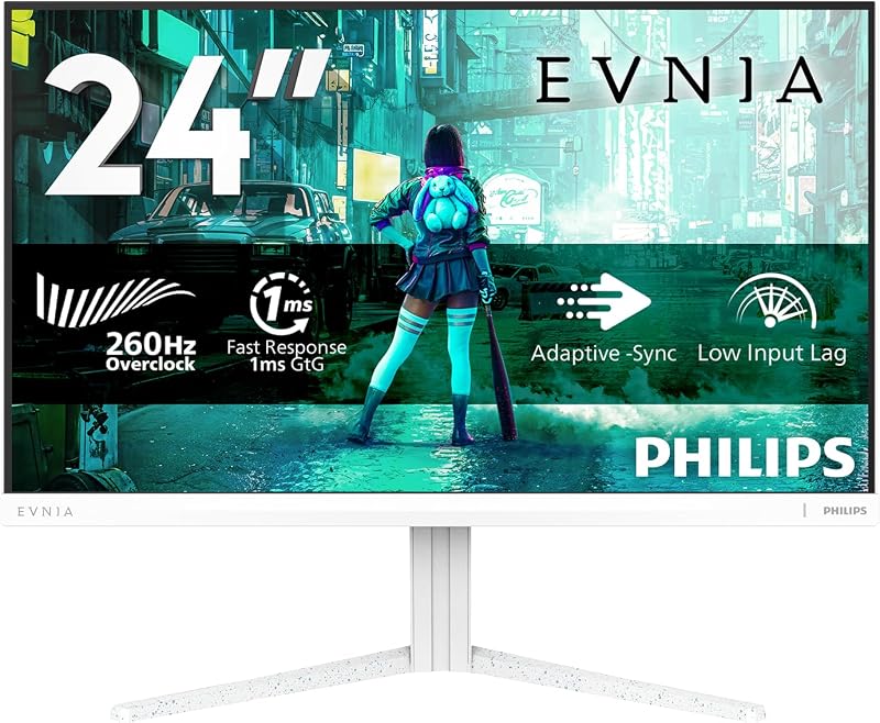 Evnia 24M2N3201P Gaming Monitor 24 Pulgadas 260Hz Panel Fast IPS, 1ms GtG, HDR10, G-Sync Compatible Altura Ajustable, (1920x1080 HDMI 1x 2.0 DP 1x 1.4) Blanco — foto 2 de 7