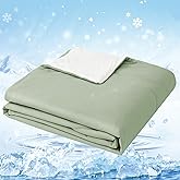 Style Quarters Cooling Comforter King Size for Hot Sleepers, Lightweight Breathable Cool Comforter for Night Sweats Reversible Soft Summer Blanket, Green&White 90"x106"