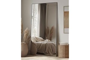 Antok Full Length Mirror, 76"x34" Floor Mirror, Floor Standing Freestanding Full Body Mirror with Stand for Bedroom, Hanging Mounted for Living Room Cloakroom, Black