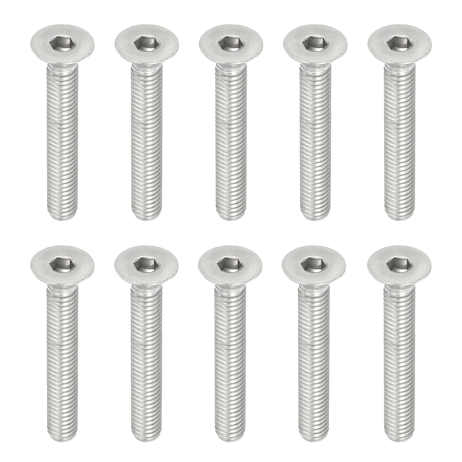 PATIKIL M6 x 40mm Flat Head Socket Cap Screws, 10 Pack 304 Stainless Steel 18-8 Machine Screws Flat Countersunk Bolts Hex Socket Drive Fasteners Grade 6.8 — image 1