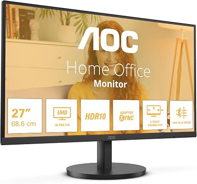AOC U27B3M 27 Inch UHD Monitor 60Hz HDR10 VA 4ms GtG HDMI DP Black