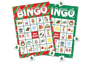 Omgouue Christmas Bingo Game Party Supplies - Xmas Gifts for Kids 24 Players