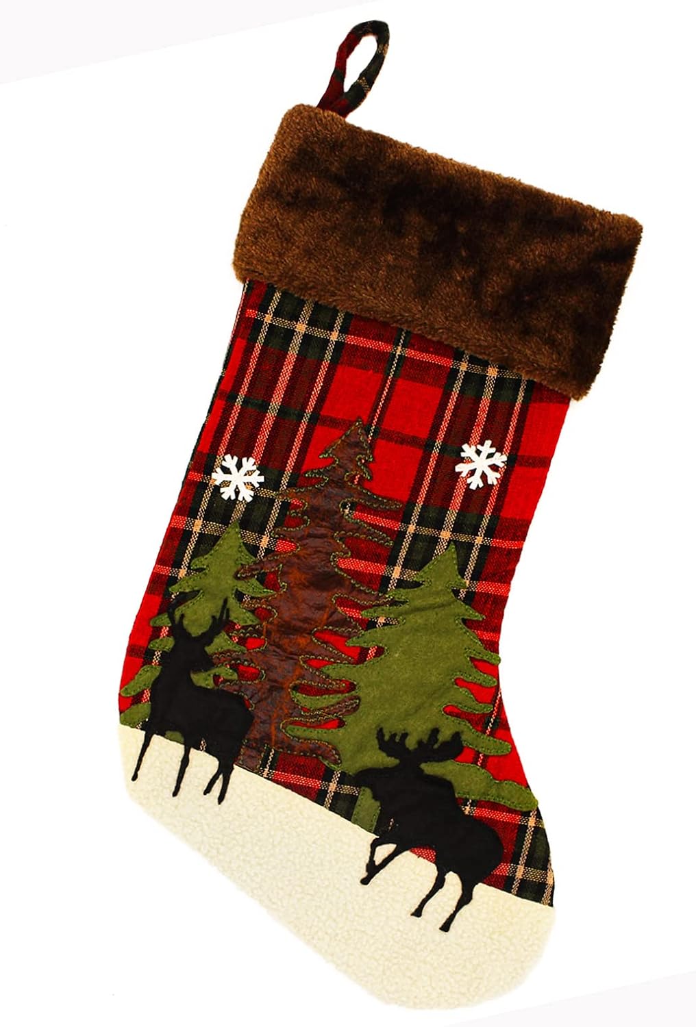 Stockings & Holders - 20 inch Moose Christmas Stockings, Single Black Deer Reindeer Buffalo Plaid Cute Rustic Farmhouse Xmas Stocking with Snowflake for Baby Child Children Kids Girl Boy Christmas Décor (Black Moose)
