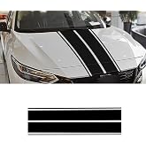 LANZMYAN Car Hood Racing Body Stripe Vinyl Decal Sticker for Universal Auto | Black，Modified Exterior Decoration Accessories，No-Drill Install