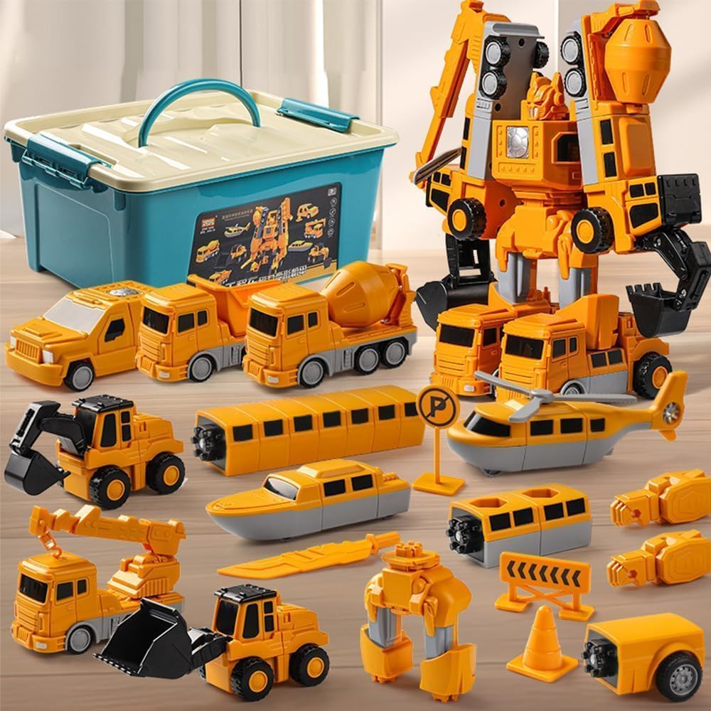 Yizemay Constructo Modular Transforming Toy Set, 35pcs Constructo Toys Magnetic Transform Engineering Car Toys, Transform Robot Car Toy, Magnetic Building Blocks Tiles Gifts for Boys Girls (A-Yellow)