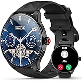 Kumi Smart Watches for Men, 1.43" AMOLED Smartwatch for Android iPhone, Answer/Make Call & Voice Assistant, 24H Heart Rate, Sleep Monitor, Activity Trackers, 100+ Sport Modes, IP68 Waterproof, Black