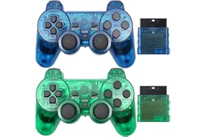 Wireless Controller for PS2,Built-in Dual Vibration 2.4G Gamepad Joystick Compatible for PS2,with Wireless Receivers (Clear B