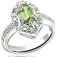 RB Gems 925 Sterling Silver Ring Genuine Gems Marquise 8x4 and Round Gems Accented, 0.70 Carat with Rhodium-Plated Finish