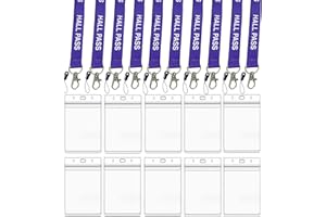 BEMAXYE Hall Pass Lanyards with Card Holders, School Classroom Passes Lanyard Set for Teacher Parents (10 x Library)