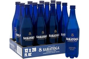 Saratoga Sparkling Water Bottles, 12-Pack – Carbonated Spring Bottled Water – Recycled PET Plastic Bottles – 28 Fl Oz