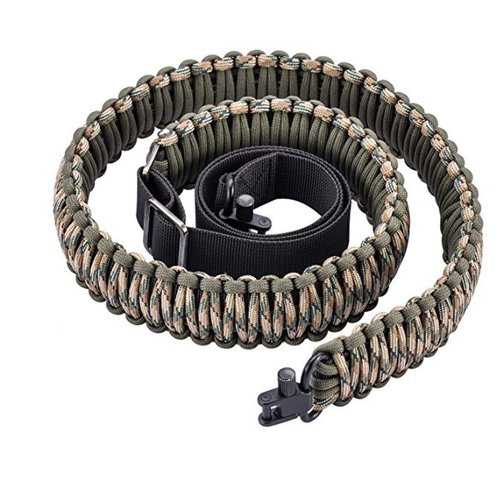 Fuwok Gun Sling Paracord Rifle Sling 550lb 2 Point Adjustable Strap for Tactical Rifle or Shotgun with Swivels ZSGS08 (Digital Camouflage)