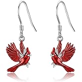 JERWLI Animal Earrings 925 Sterling Silver Dragonfly Hummingbird Raven Feather Flamingo Cardinal Drop Earrings Jewelry Gifts for Women