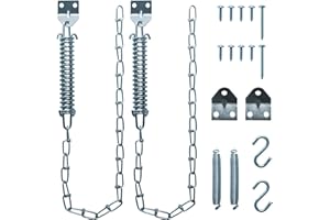 UYZO 2 Set Screen Door and Storm Door Chain Stop, Windproof Door Chain Heavy Duty Storm Door Hardware for Most Doors (Silver)