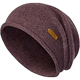 FUQILA 100% Merino Wool Slouchy Beanie Hat, Women Warm Winter Caps Soft, Ladies Breathable & Cozy Stretchy Knitted Skull Cap