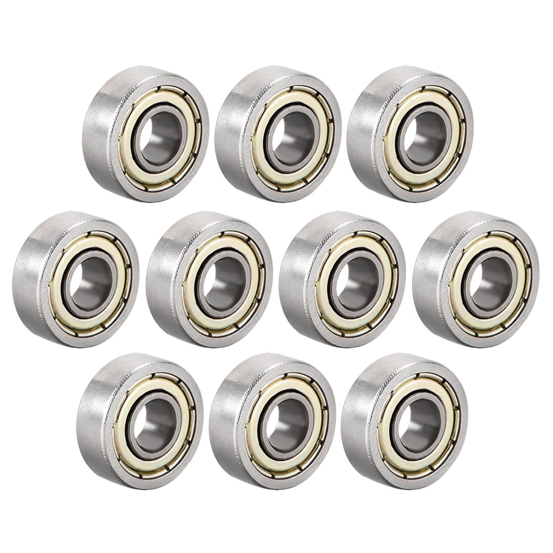 sourcing map 605ZZ Deep Groove Ball Bearing Double Shield 605-2Z 80015 5mm x 14mm x 5mm High Carbon Steel Z1 Bearings (Pack of 10)