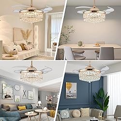 PAFRUMGE 36" Dimmable Gold Fandelier，Modern