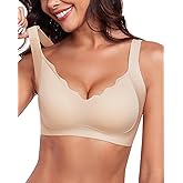 Vinfact Wireless Bras for Women No Underwire Scalloped Comfortable Push Up Supportive T-Shirt Bra Everyday Bra