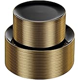 KIRE 100PCS Black and Gold Plates - Black Plastic Plates Disposable with Gold Rim for Halloween Party/Wedding/Birthday Include 50Pcs 10.25inch for Dinner and 50Pcs 7.5inch for Dessert/Salad