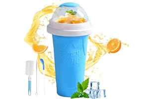 BEOFINEST Slushy Maker Cup, Frozen Magic Slushie Maker Cup, Quick Cooling Maker Cups with Lids and Straws, Double Layer Silicone Smoothie Cup, Cool Fun Stuff Things Gadgets for Everyone (Blue)