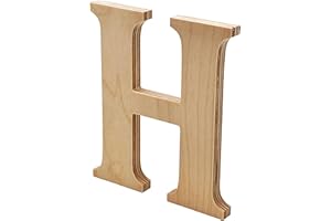 WOODEN LETTER STORE Thick 6” Tall Wooden Letter H – 1/2” Thick Baltic Birch – Paintable DIY Decor, Signs & Crafts - Pack of 1
