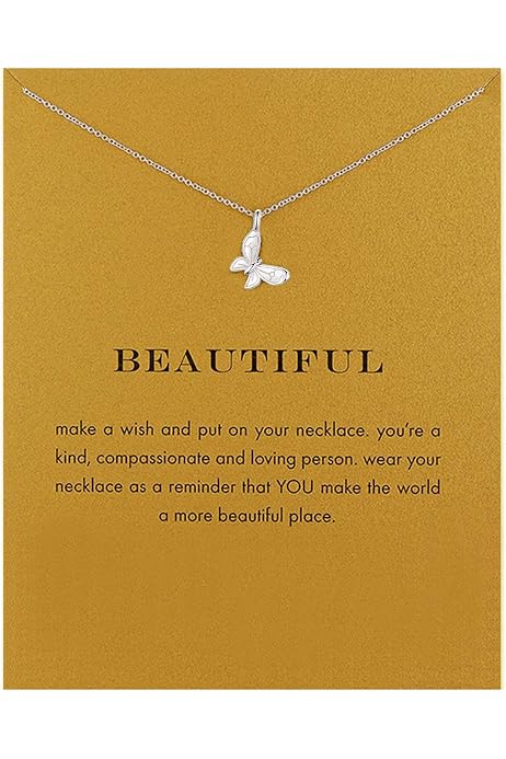 LANG XUAN Friendship Compass Necklace – Butterfly/Dragonfly Pendant With Inspirational Card, Gift For Women - View #3