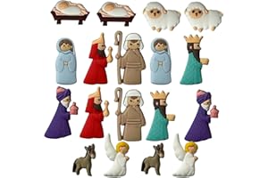 Lot de 18 boutons de Noël fantaisie en résine avec dos plat pour travaux manuels et couture, aimant de réfrigérateur pour tra