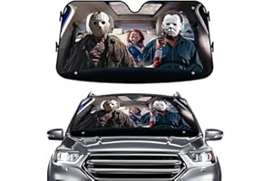 GENANY Horror Movie Character Windshield Sun Shade for Car SUV Truck (55x30 inches), Sun Shade Windshield, Shades for Windows, Protector Blocks UV, Chritsmas Car Decor