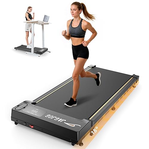 Walking Pad with Incline, 15% Under Desk Treadmill with Remote Control & LED Display, 1-6 km/h Incline Treadmill, 2.5 HP Running Machine for Home and Office, No Assembly