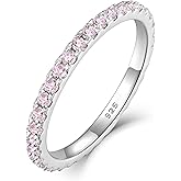 YL Stackable Ring 925 Sterling Silver Wedding Eternity Bands Birthstone Stacking Rings for Women