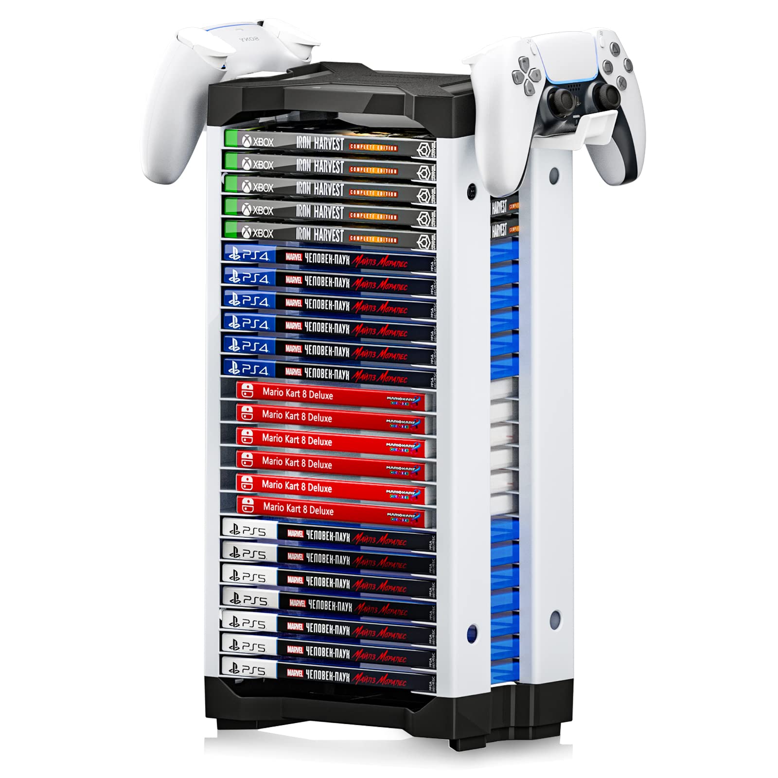 Nargos Video Game Storage Tower Universal for PS5/PS4/PS3/PS2/Xbox One/Xbox 360 And Xbox Series X/S/Wii/Switch/Switch 2 Game Cases, DVD And Blu-Ray Disks, Organizer Para Juegos, Regalo Gamer (23 Pcs)