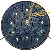 Steel Tongue Drum, 6 Inch 11 Notes Steel Drum with Mallets | Rain Drum for Outside, Tongue Drum Percussion Instrument for Meditation, Yoga, Music Education, Relaxation &amp; Stress Relief