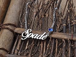 LikeFun Custom My Name Necklace with Birthstone