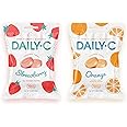 Daily-C Chewable Vitamin C Strawberry and Orange Candy Bundle | 100MG of Vitamin C in Each Piece| Contains 10 Mini Rolls | Brought to You by Iconic Candy | 5.3oz Strawberry Bag + 5.3oz Orange Bag